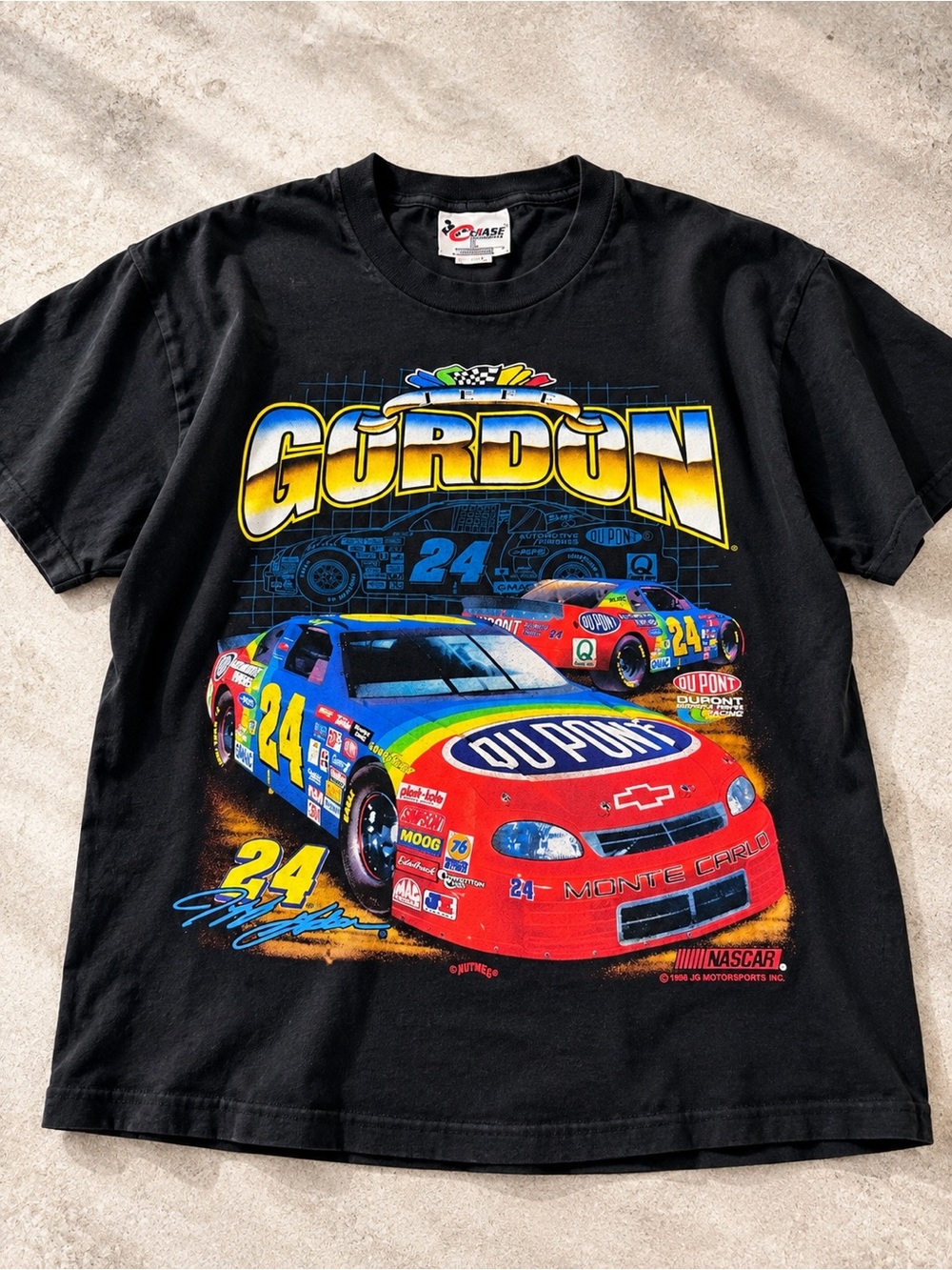 Vintage 1998 Jeff Gordon NASCAR DuPont #24 Racing Graphic Tee XL Nutmeg